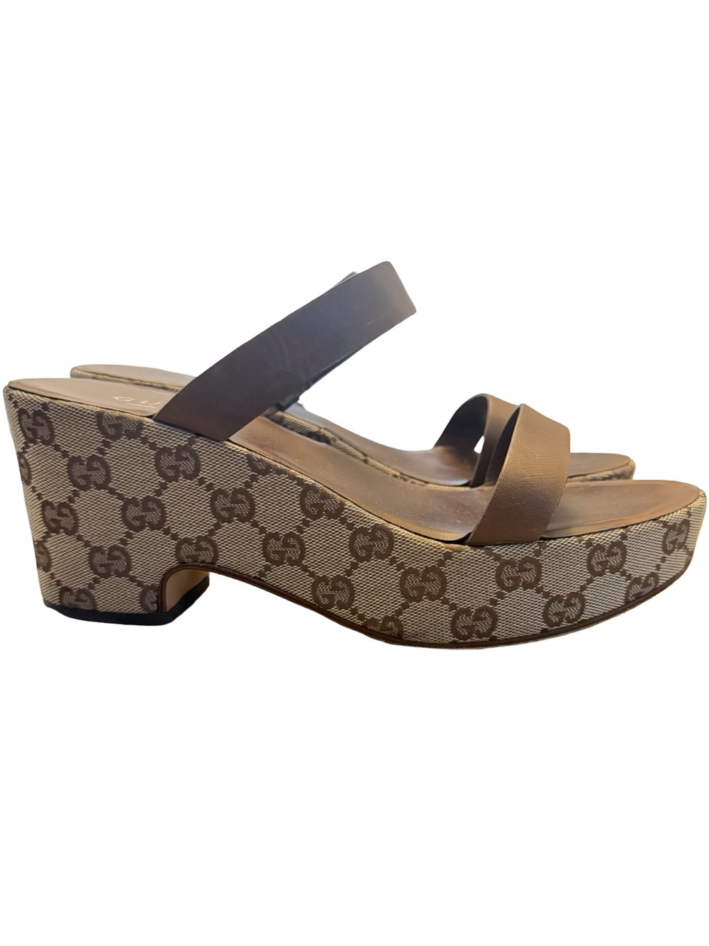 🔥Authentic Gucci GG monogram canvas platform wedge sandals Y2K